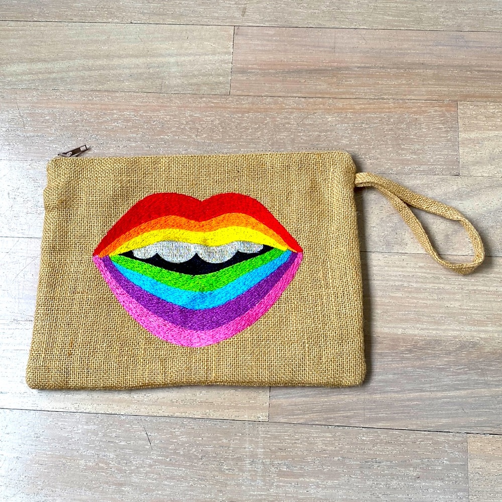 Raffia Embroidered Clutch